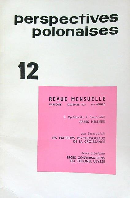 Perspectives Polonaises 12/ dec 1975 - copertina