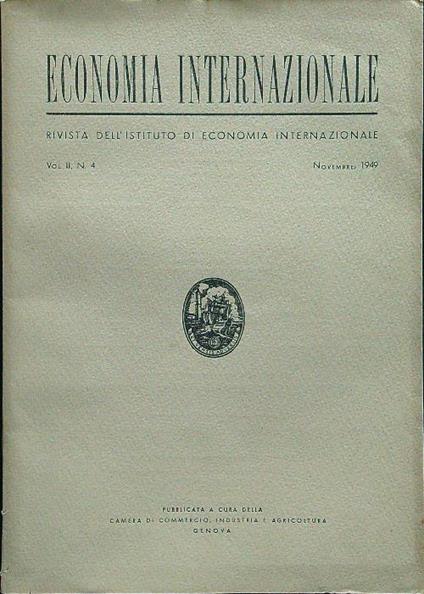Economia internazionale vol. II n.4 novembre 1949 - copertina