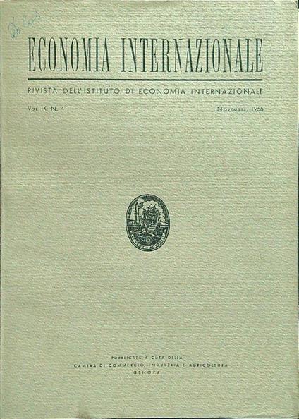 Economia internazionale vol. IX n.4 novembre 1956 - copertina