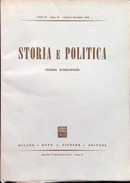 Storia e politica fasc IV ottobre-dicembre 1965 - copertina