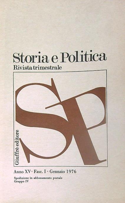 Storia e politica : rivista trimestrale Fasc I/ genn 1976 - copertina