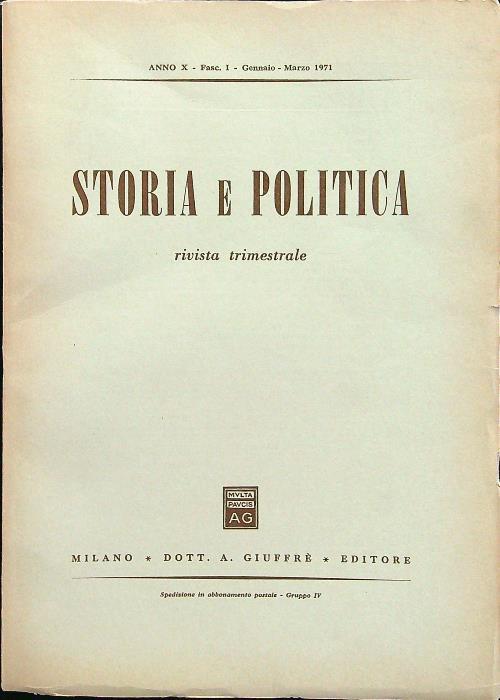 Storia e politica fasc I gennaio-marzo 1971
