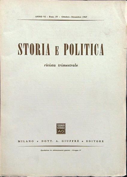 Storia e politica fasc IV ottobre-dicembre 1967 - copertina
