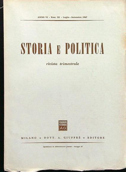 Storia e politica fasc III luglio-settembre 1967 - copertina