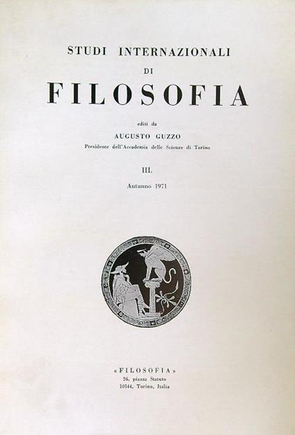 Studi internazionali di filosofia III/Autunno 1971 - Augusto Guzzo - copertina