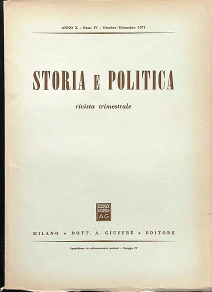 Storia e politica fasc IV ottobre-dicembre 1971 - copertina
