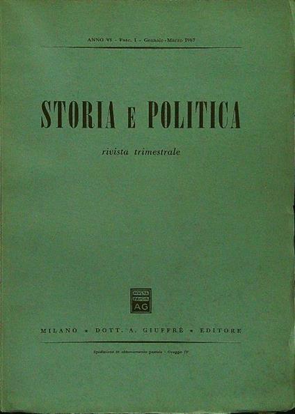 Storia e politica fasc I gennaio-marzo 1967 - copertina