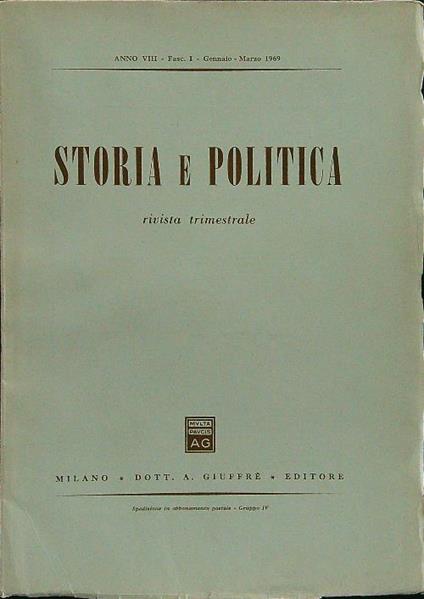 Storia e politica fasc I gennaio-marzo 1969 - copertina