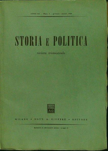Storia e politica fasc I gennaio-marzo 1964 - copertina