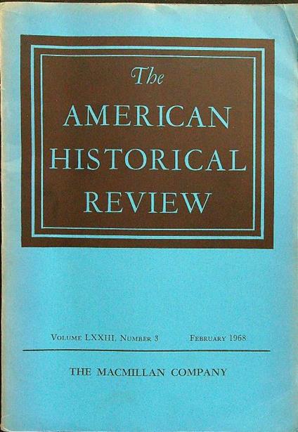 The american historical review n.3 february 1968 - copertina