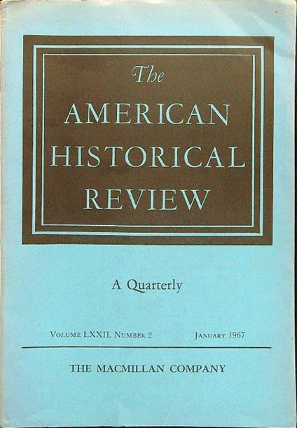 The american historical review n.2 january 1967 - copertina