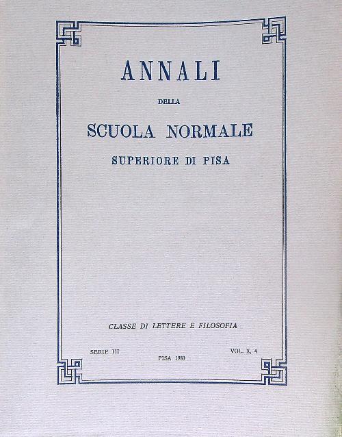Annali della Scuola Normale Superiore di Pisa Serie III Vol X, 4 - 1980 - copertina