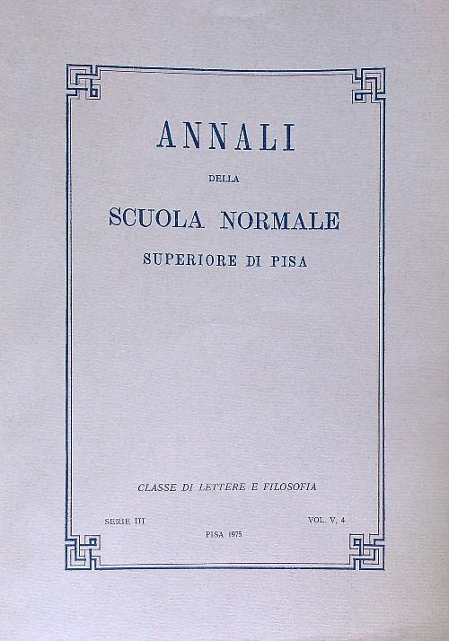 Annali della Scuola Normale Superiore di Pisa Serie III Vol V, 4 - 1975 - copertina
