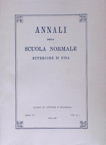 Annali della Scuola Normale Superiore di Pisa Serie III Vol X, 3 - 1980 - copertina