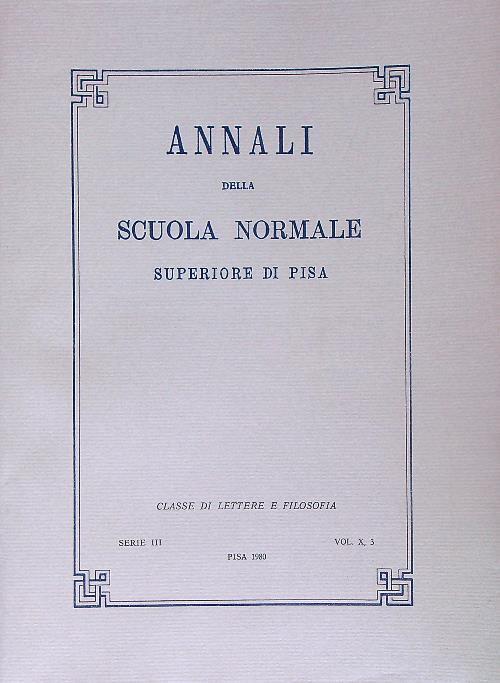 Annali della Scuola Normale Superiore di Pisa Serie III Vol X, 3 - 1980 - copertina