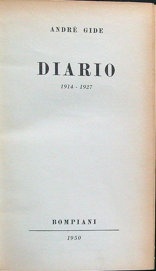 Diario 1914-1927 - Andrè Gide - copertina