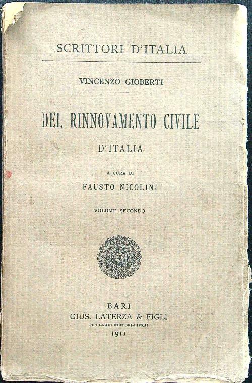 Del rinnovamento civile d'Italia vol.II