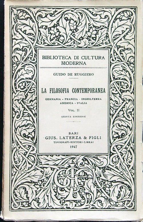 La filosofia contemporanea vol. II