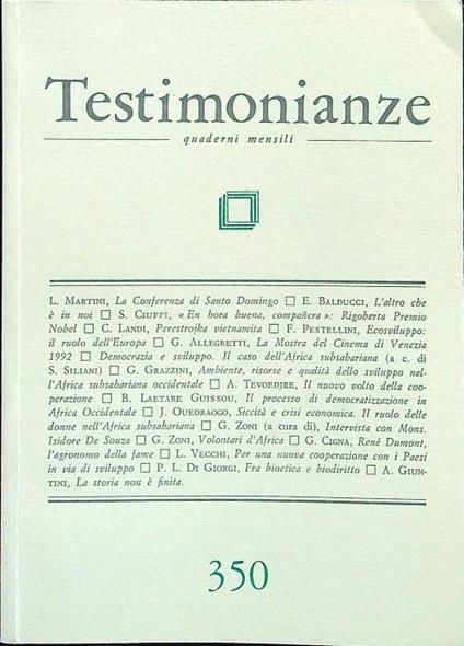 Testimonianze 350 - copertina