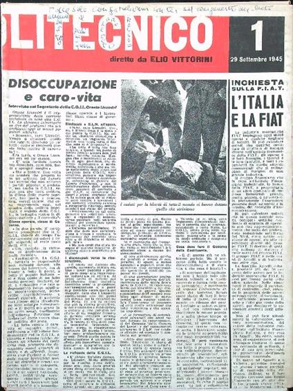 Il Politecnico (35 fascicoli dal 1945 al 1947) - Elio Vittorini - copertina