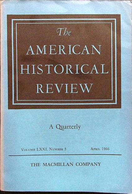 The american historical review april 1966 - copertina