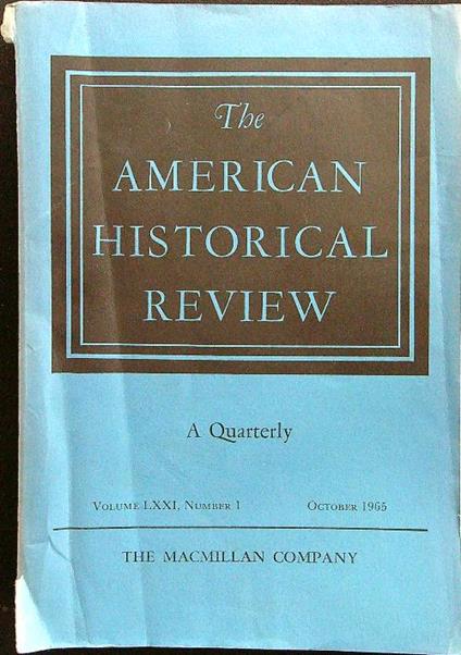 The american historical review october 1965 - copertina