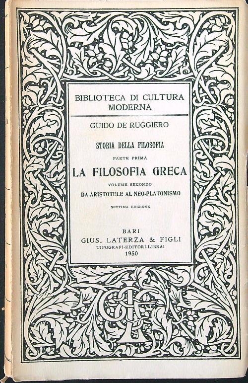 La filosofia greca volume secondo