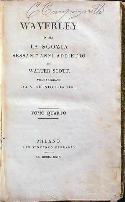 Waverley o sia la Scozia sessant'anni addietro - Walter Scott - copertina