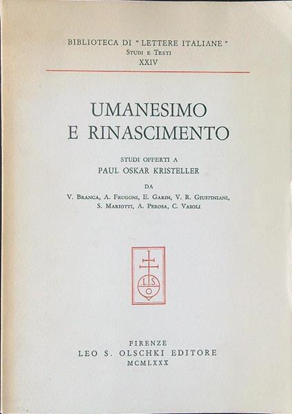 Umanesimo e Rinascimento - copertina