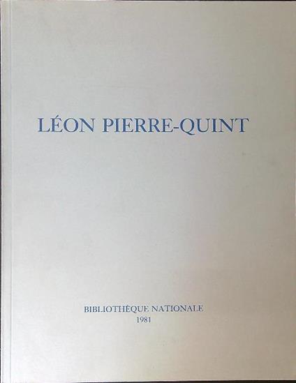 Leon Pierre-Quint - copertina