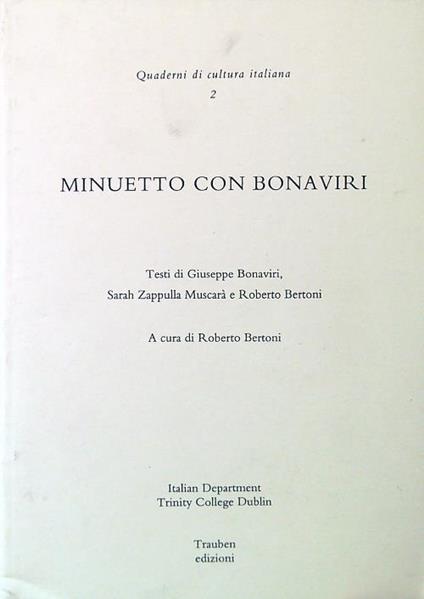 Minuetto con Bonaviri - Roberto Bertoni - copertina
