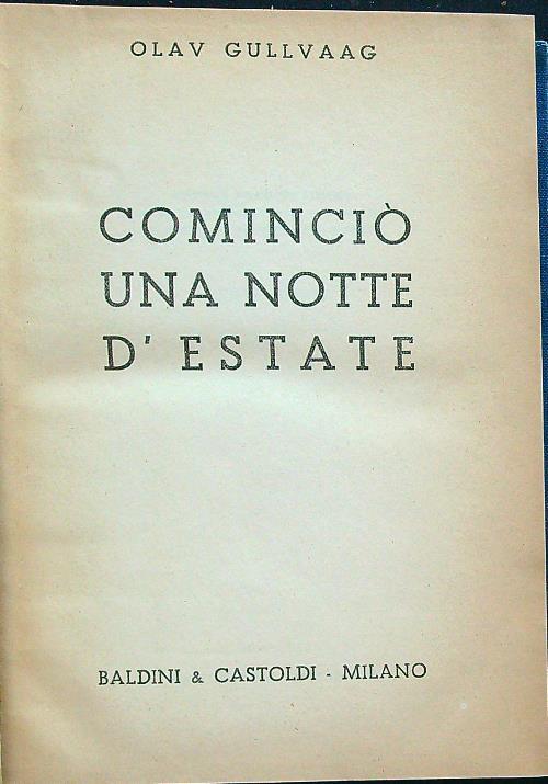 Cominciò una notte d'estate - Olav Gullvaag - copertina