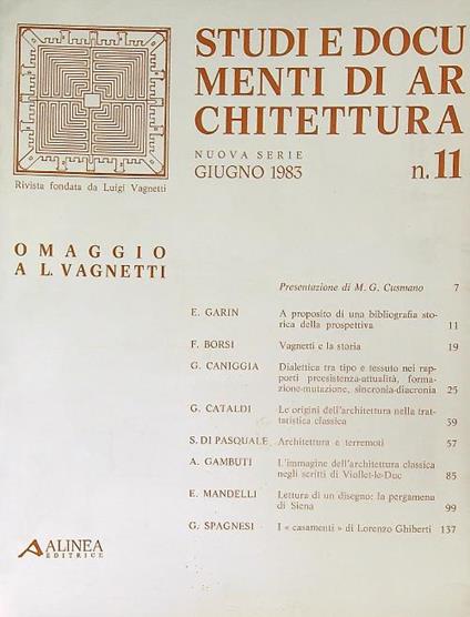 Studi e documenti di architettura. N. 11/ Giugno 1983 - copertina