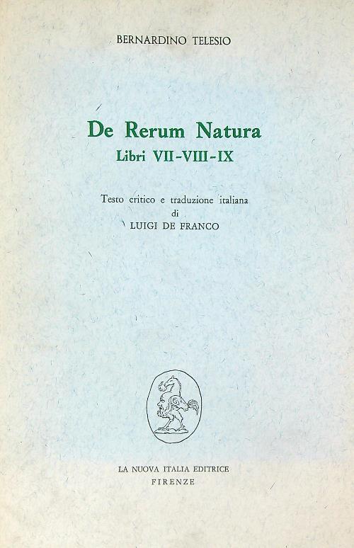 De Rerum Natura libri VII-VIII-IX