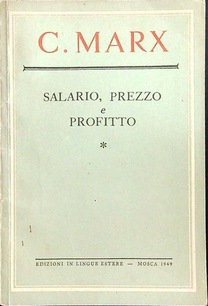 Salario, prezzo e profitto - C. Marx - copertina