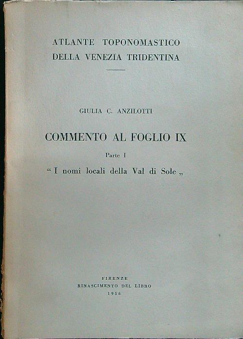 Commento al foglio IX parte I ''I nomi locali della Val di Solè'