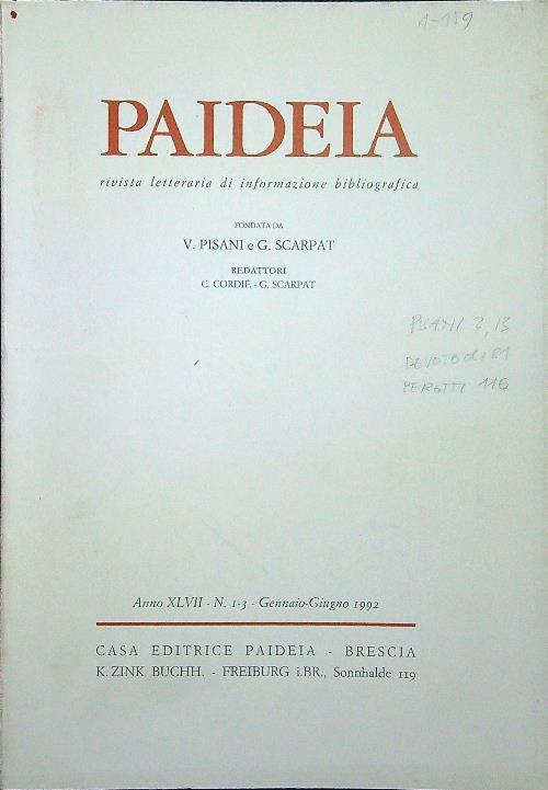 Paideia 1992 - Fasc. I-III