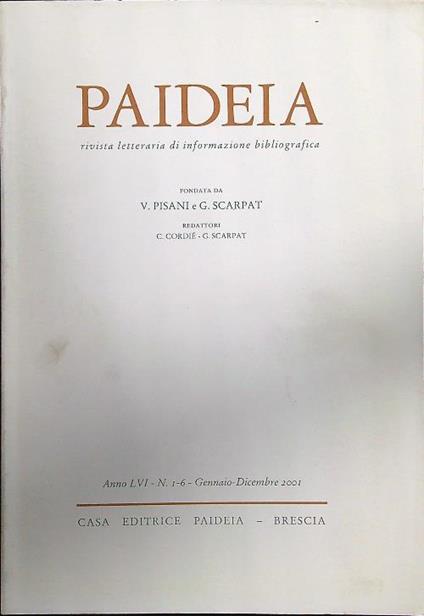 Paideia 2001 - Fasc. I-VI - copertina