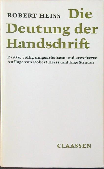 Die  Deutung der Handschrift - Robert Heiss - copertina