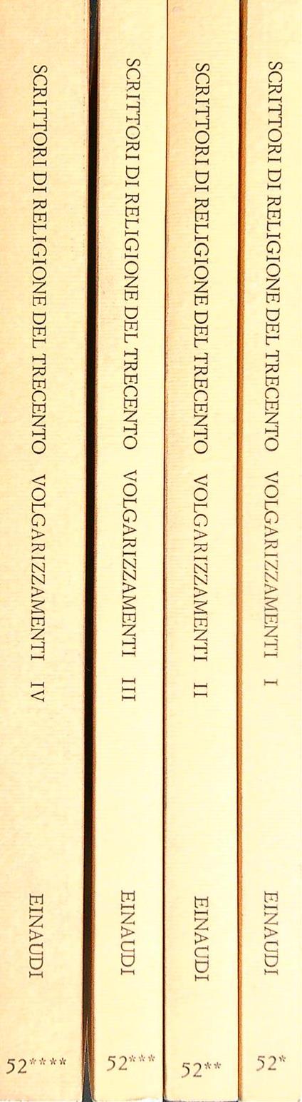 Scrittori di religione del Trecento. Volgarizzamenti. 4vv - Giuseppe De Luca - copertina