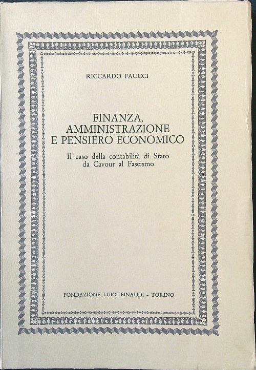 Finanza amministrazione e pensiero economico - Riccardo Faucci - copertina