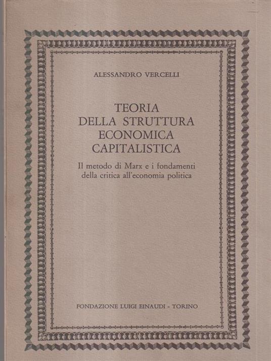 Teoria della struttura economica capitalistica - Alessandro Vercelli - copertina