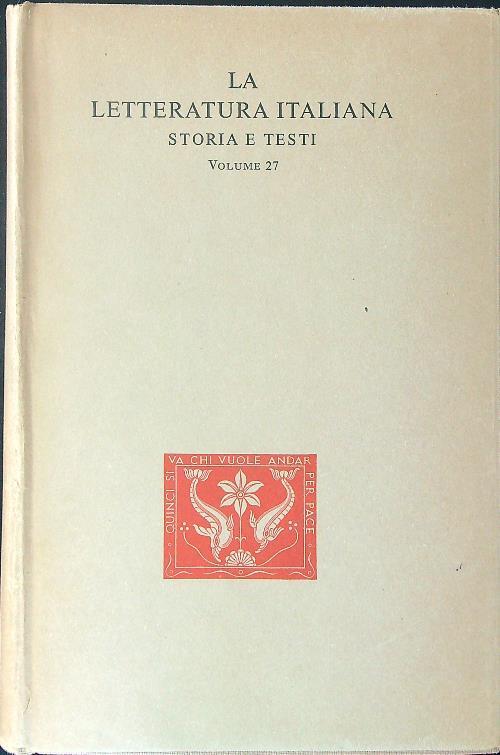Opere di Castiglione della casa Cellini La letteratura italian Storia e testi Vol 27 - copertina