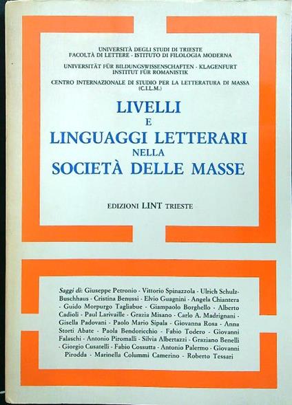 Livelli e linguaggi letterari nella società delle masse - copertina