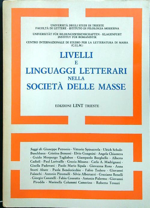 Livelli e linguaggi letterari nella società delle masse
