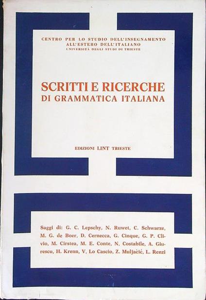 Scritti e ricerche di grammatica Italiana - copertina