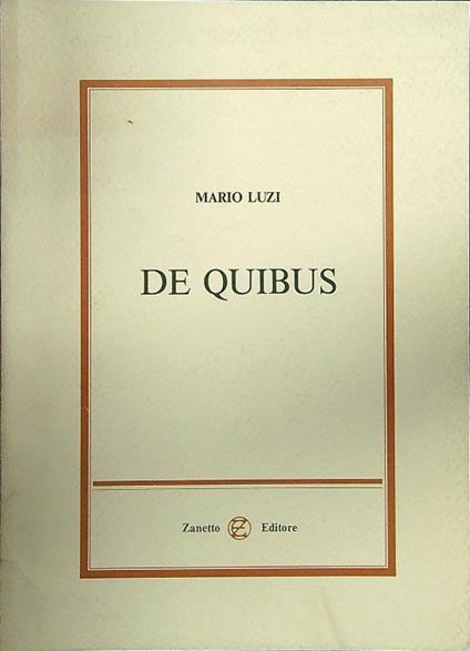 De Quibus - Mario Luzi - copertina