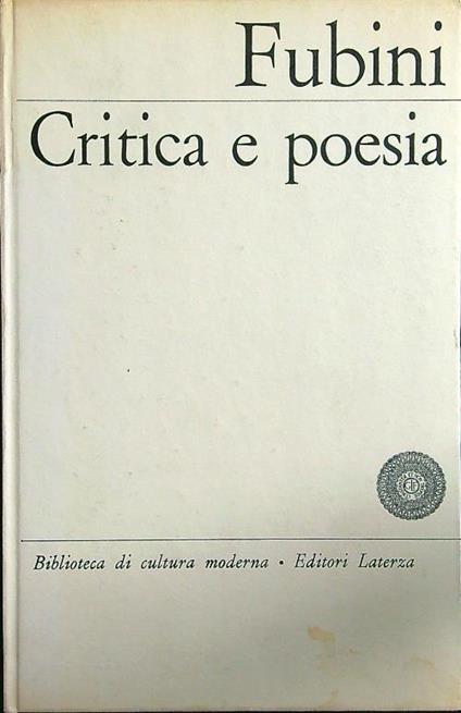 Critica e poesia - Fubini - copertina