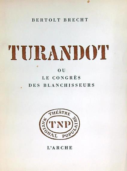 Turandot  - Bertolt Brecht - copertina