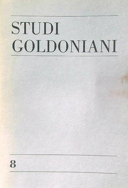 Studi goldoniani. 8vv - copertina